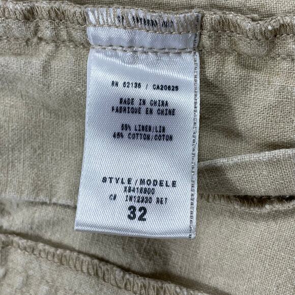š5/$25 GUESS Linen Cotton Blend Wide Leg Relaxed Fit Mid Rise Khaki Pants 32 - Picture 9 of 16